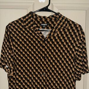 Express brown XS button up